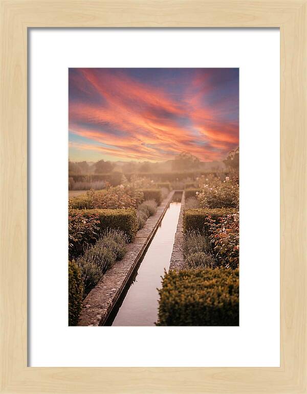 Garden Rill Water Channel At Dusk