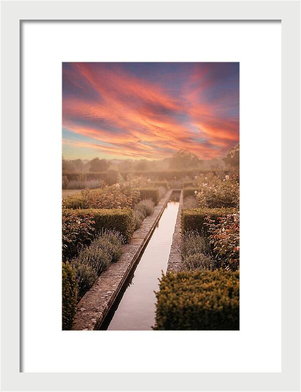 Garden Rill Water Channel At Dusk