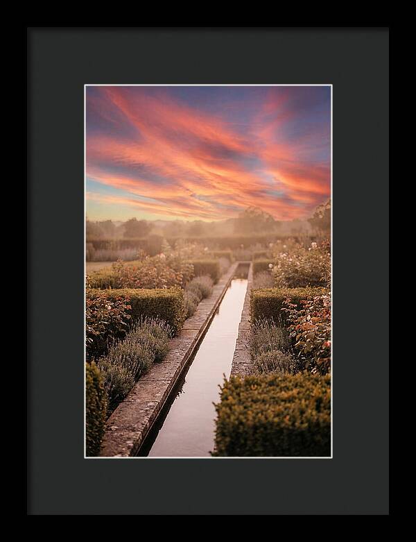 Garden Rill Water Channel At Dusk