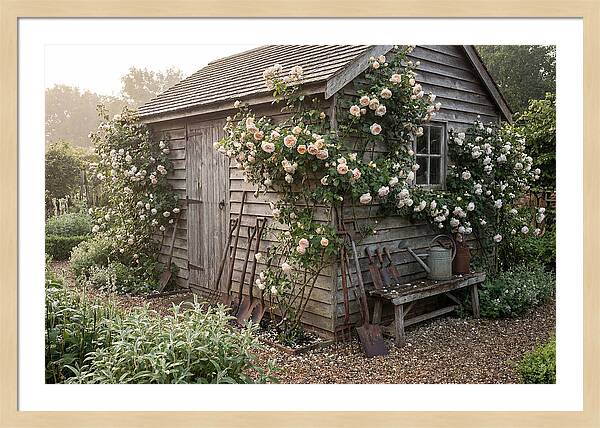 Garden Shed Embraced By Roses