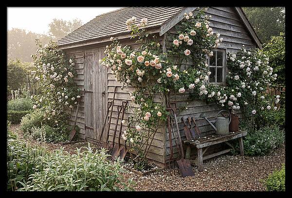 Garden Shed Embraced By Roses