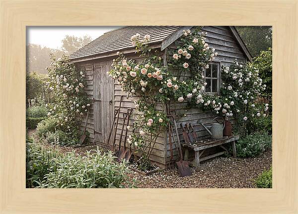 Garden Shed Embraced By Roses