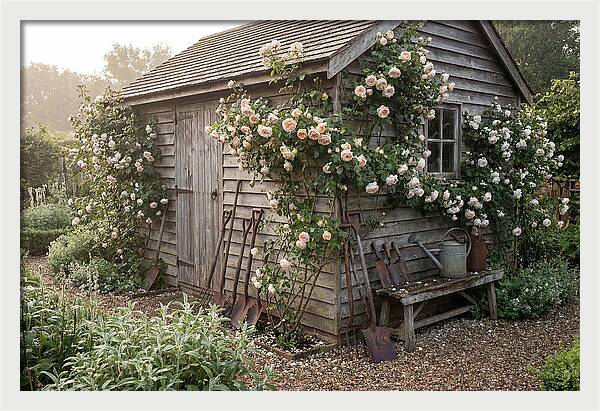 Garden Shed Embraced By Roses