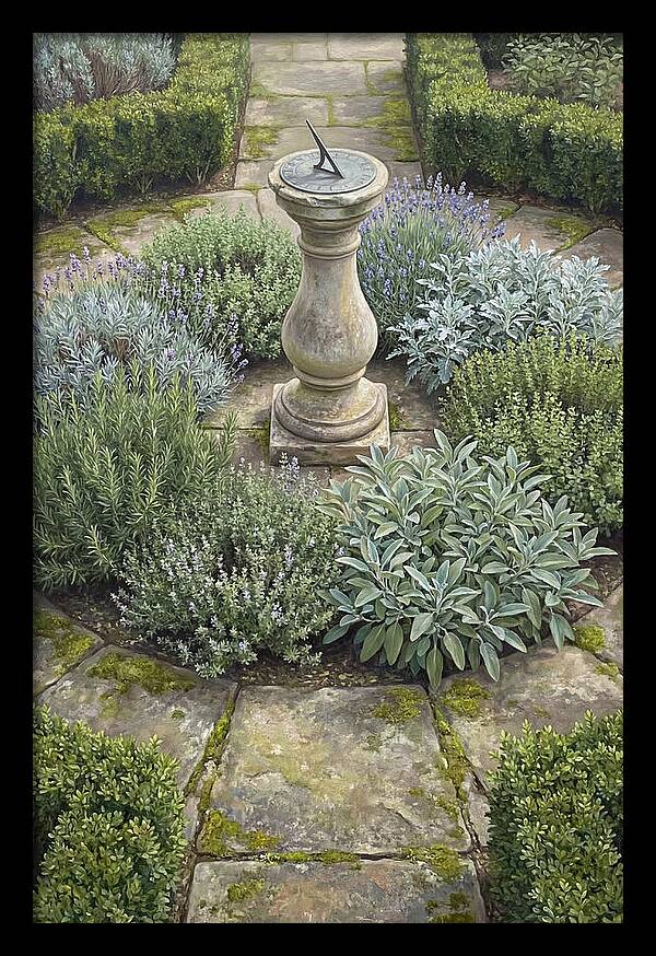 Garden Sundial Amidst Herbs