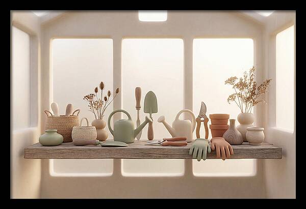 Garden Tools In Soft Hues