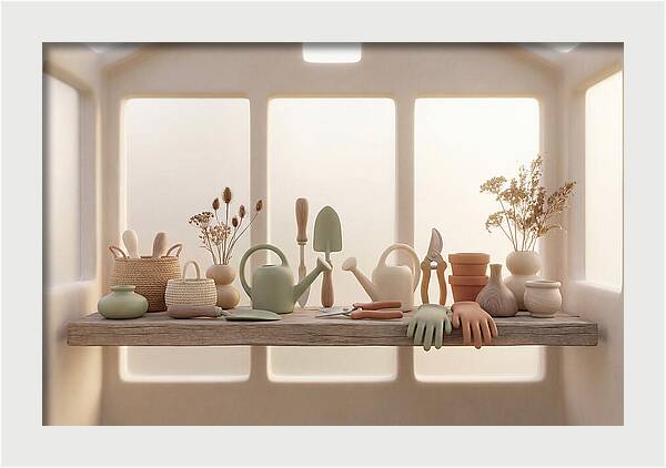 Garden Tools In Soft Hues