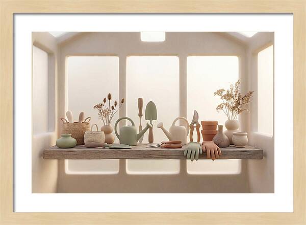 Garden Tools In Soft Hues