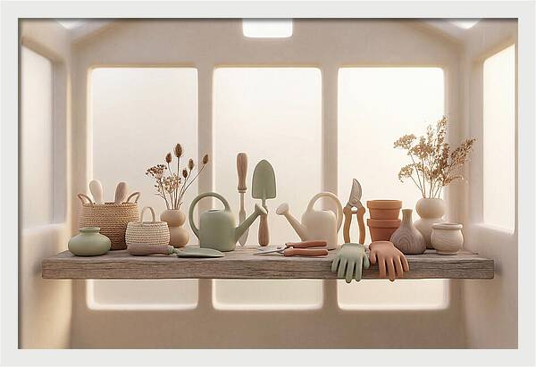 Garden Tools In Soft Hues