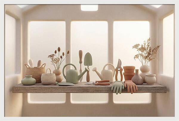 Garden Tools In Soft Hues