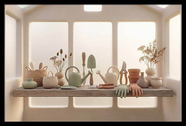 Garden Tools In Soft Hues