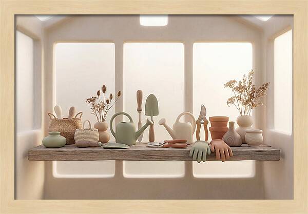 Garden Tools In Soft Hues