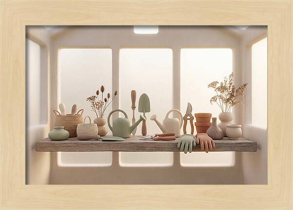 Garden Tools In Soft Hues