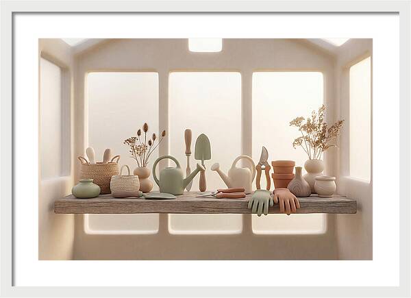 Garden Tools In Soft Hues