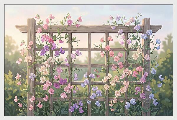 Garden Trellis Embraced By Sweet Peas