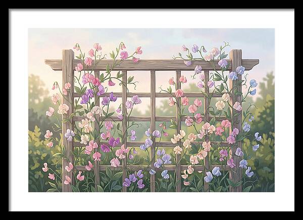 Garden Trellis Embraced By Sweet Peas