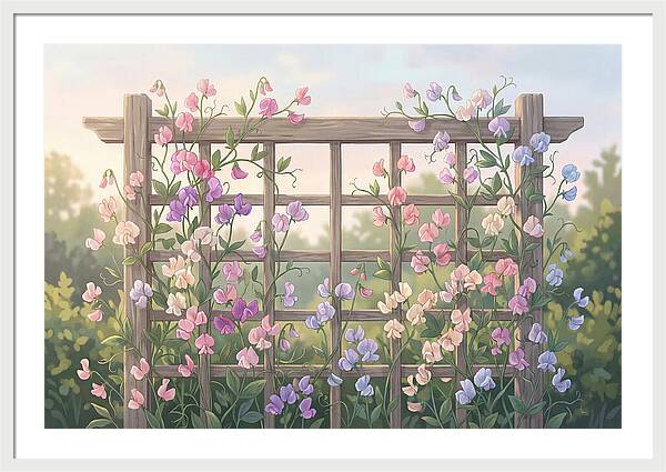 Garden Trellis Embraced By Sweet Peas