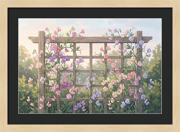 Garden Trellis Embraced By Sweet Peas