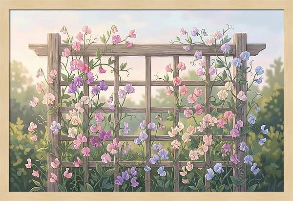 Garden Trellis Embraced By Sweet Peas