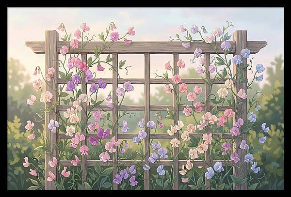 Garden Trellis Embraced By Sweet Peas
