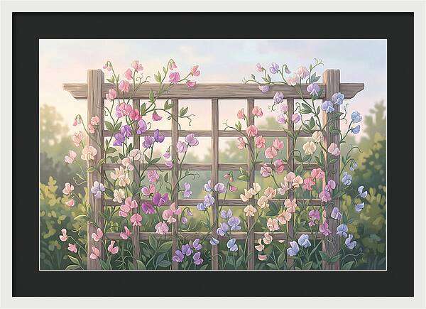 Garden Trellis Embraced By Sweet Peas