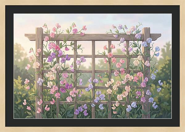 Garden Trellis Embraced By Sweet Peas
