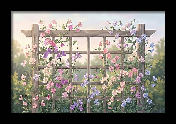 Garden Trellis Embraced By Sweet Peas