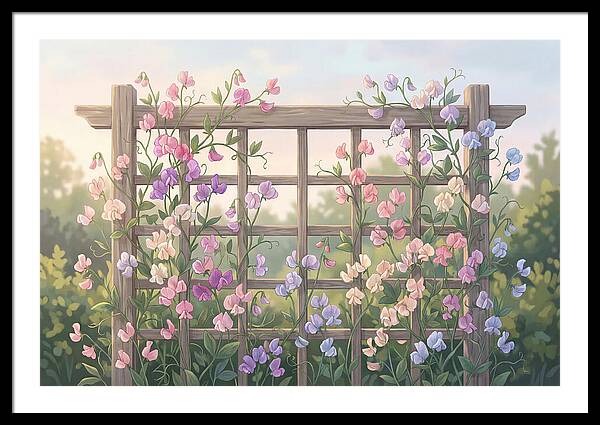 Garden Trellis Embraced By Sweet Peas