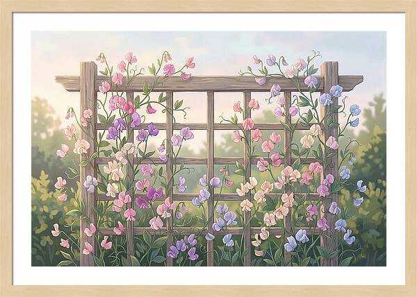 Garden Trellis Embraced By Sweet Peas
