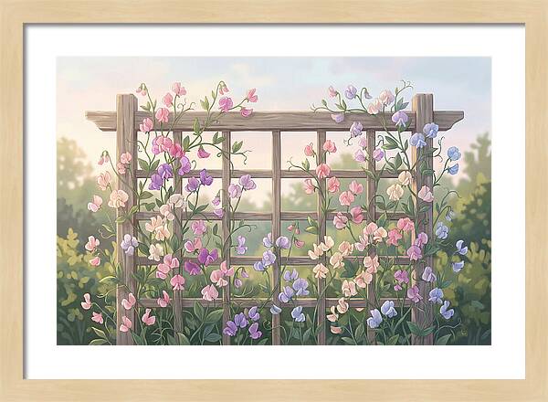 Garden Trellis Embraced By Sweet Peas