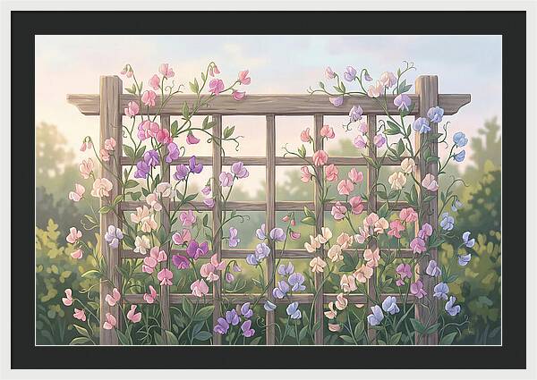 Garden Trellis Embraced By Sweet Peas
