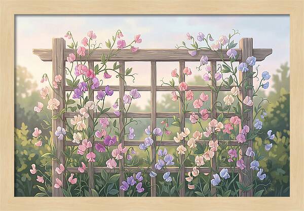 Garden Trellis Embraced By Sweet Peas