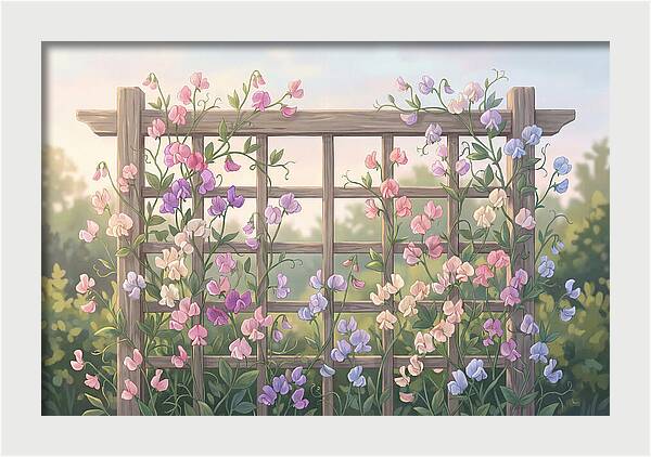 Garden Trellis Embraced By Sweet Peas