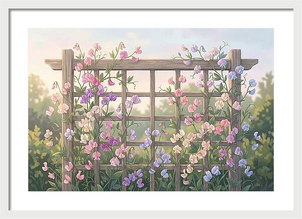Garden Trellis Embraced By Sweet Peas