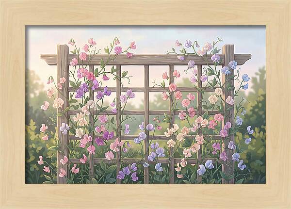 Garden Trellis Embraced By Sweet Peas