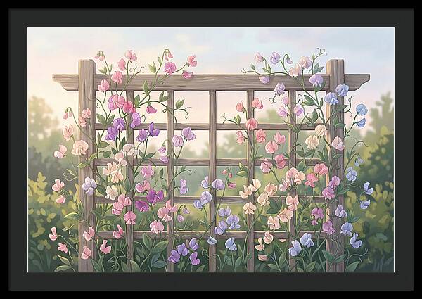 Garden Trellis Embraced By Sweet Peas