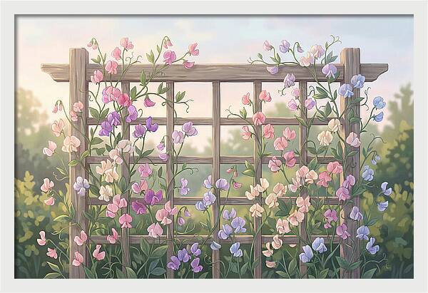 Garden Trellis Embraced By Sweet Peas