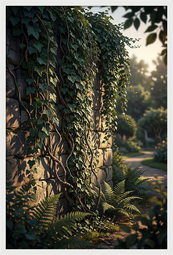 Garden Wall Draped In Ivy