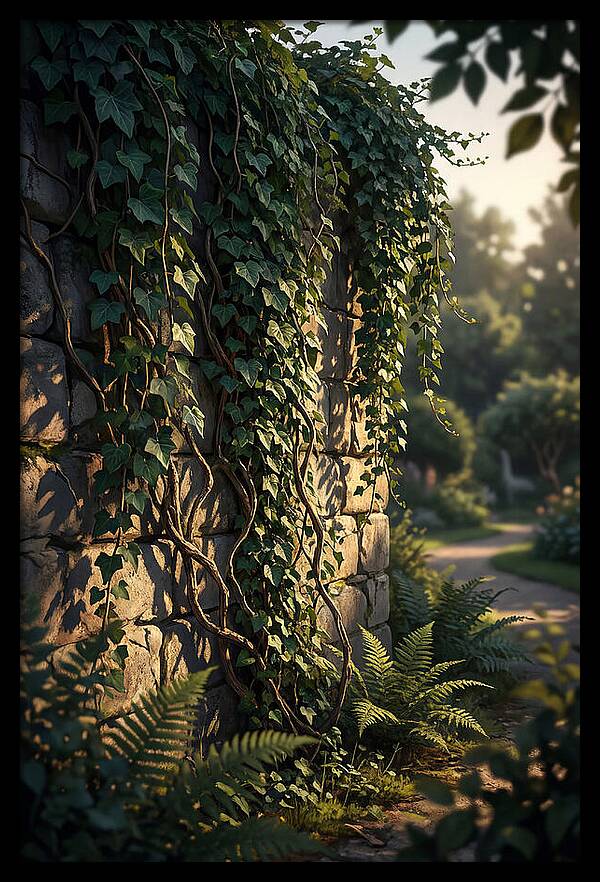 Garden Wall Draped In Ivy