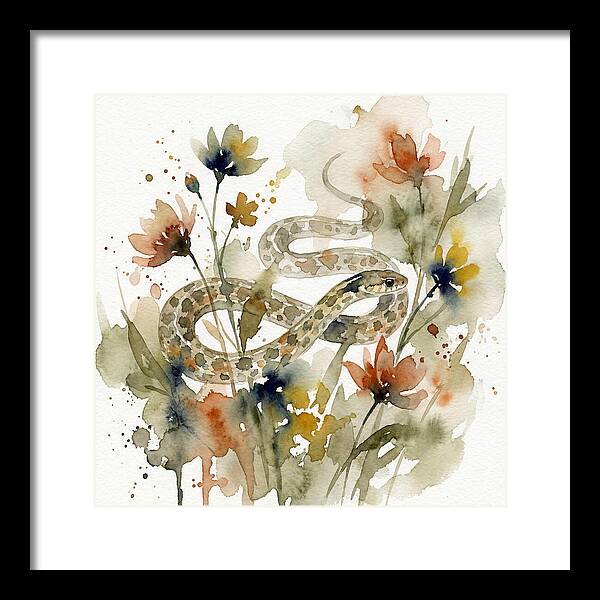 Garter Snake Among Blossoms