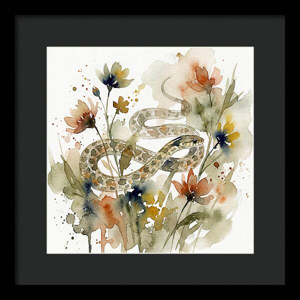 Garter Snake Among Blossoms