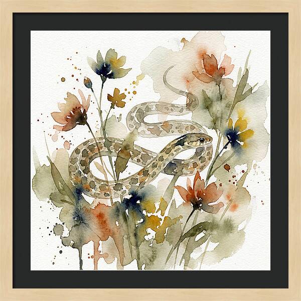 Garter Snake Among Blossoms