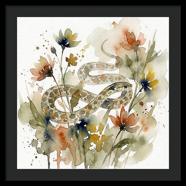 Garter Snake Among Blossoms