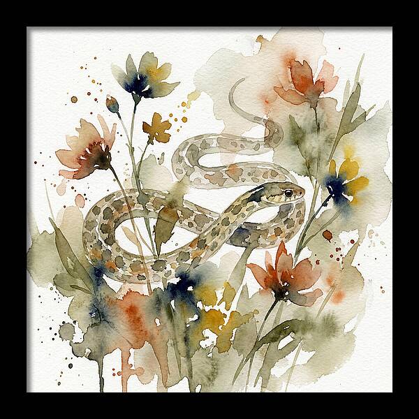 Garter Snake Among Blossoms