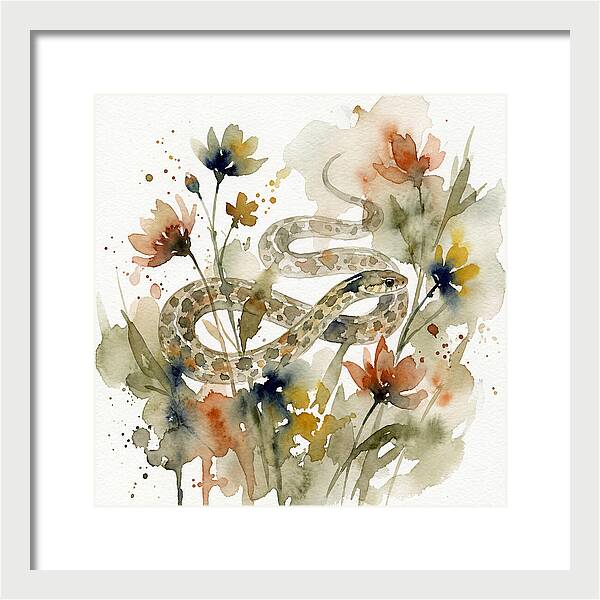 Garter Snake Among Blossoms
