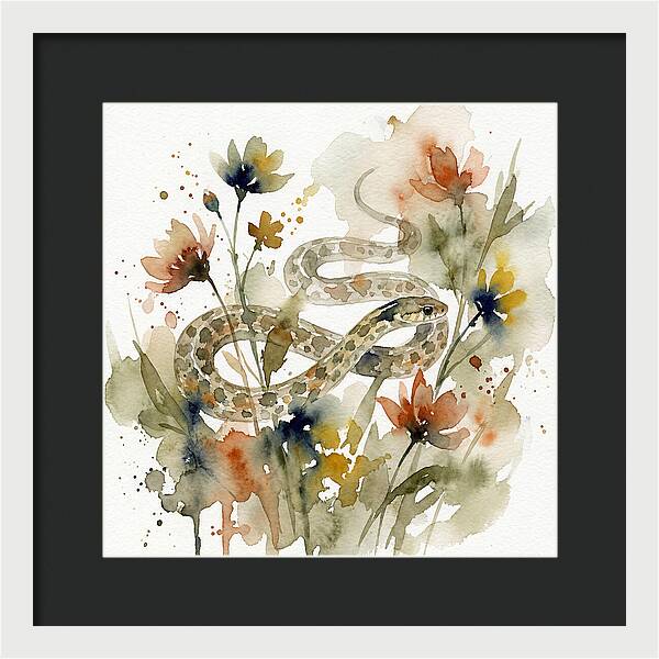 Garter Snake Among Blossoms