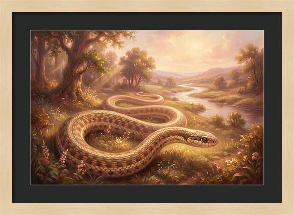 Garter Snake In A Serene Landscape