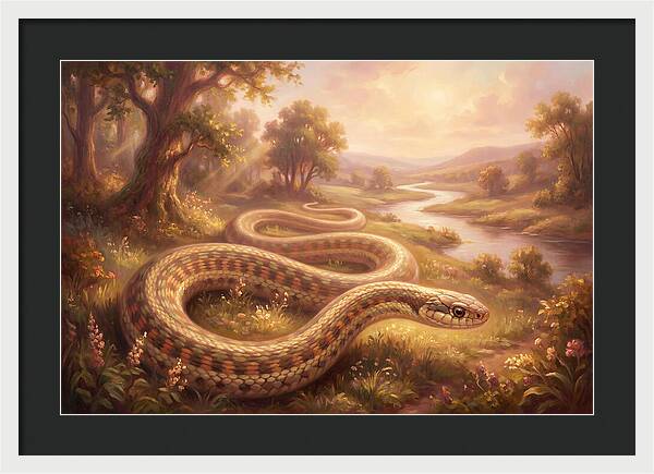 Garter Snake In A Serene Landscape