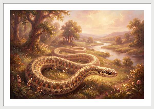 Garter Snake In A Serene Landscape