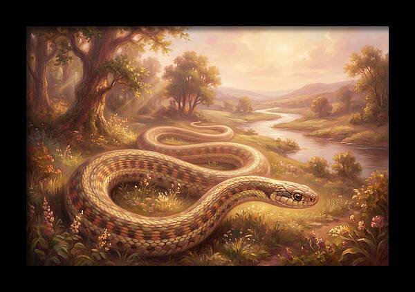 Garter Snake In A Serene Landscape