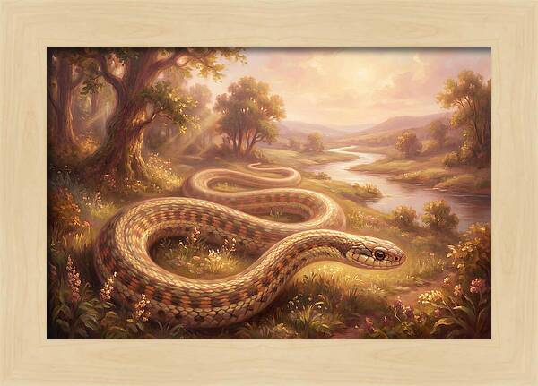 Garter Snake In A Serene Landscape